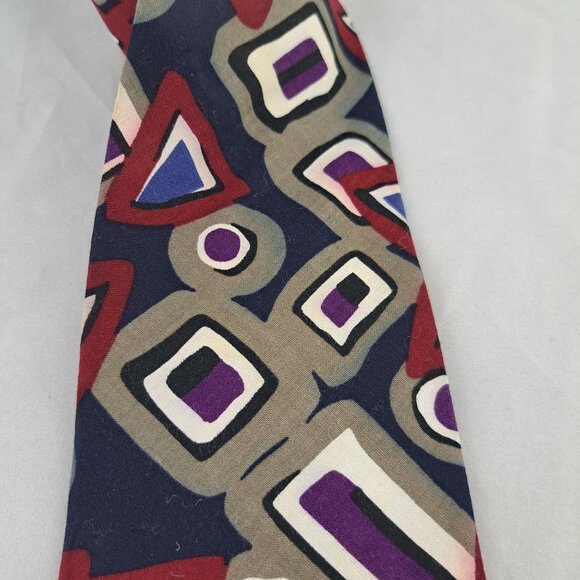 Van Heusen Mens Retro Geometric Pattern Cotton Tie 3 3/4" Wide USA - Picture 5 of 10
